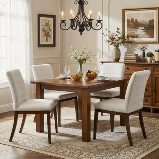 Sunvega Mid-Century Modern Burnt Orange Velvet Dining Chair Set with Walnut Solid Wood Base
