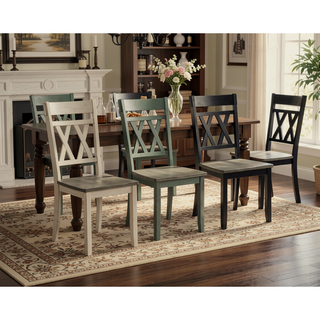 Sunvega Modern Farmhouse Round Dining Table with Greywash and Antique White Finish