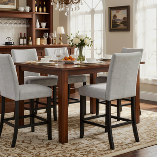 Sunvega Contemporary Transitional Style Fabric Upholstered Dining Chair Set