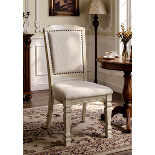 Sunvega Transitional Style 2pc Side Chair with Nailhead Trim and Turned Legs