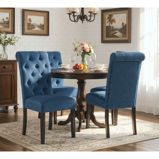 Sunvega Solid Wood Tufted Asons Dining Chairs Set of 2 with Velvety Soft Upholstery