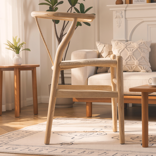 Sunvega Solid Ash Wood Wishbone Chairs with Hand Woven Paper Cord Seat