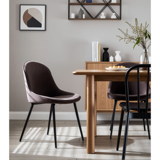 Sunvega Dark Gray Fabric and Black Finish Upholstered Side Chair Set of 2