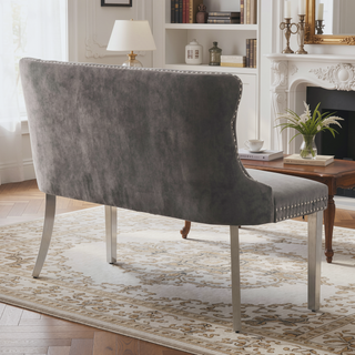 Sunvega Mid Century Modern Velvet Double Dining Loveseat Bench with Gold-Plated Steel Legs