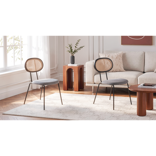 Sunvega Modern Industry Chic Cane Dining Chair Set of 2 for Dining Room