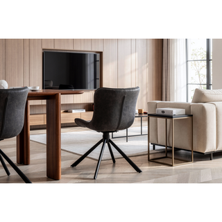 Sunvega Mid-Century Modern Tufted Diamond Pattern Upholstered Swivel Dining Chair