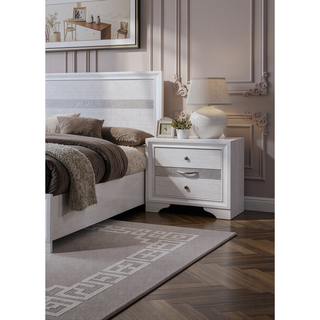 Sunvega Contemporary Gray Nightstand with Silver Accents and Hidden Jewelry Drawer