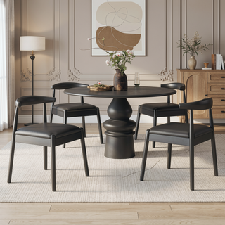 Sunvega Mid-Century Modern Dining Chairs Set of 2 with Solid Oak Frame and Handwoven Seat