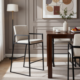 Sunvega Fuji High Back Barstool Set of 3 with Padded Seat and Backrest
