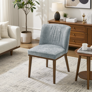 Sunvega Daley Grey Italian Mid-Century Fabric Dining Chair Set Of 2