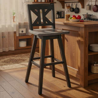 Sunvega Solid Rubberwood Counter Height Dining Table with Distressed Gray Finish