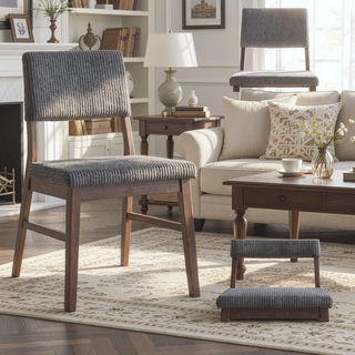 Sunvega Scandinavian Style Dusty Mauve Corduroy Padded Side Chair Set of 2