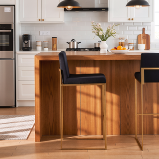 Sunvega Contemporary High Back Barstool Set of 3 with Velvet Upholstery
