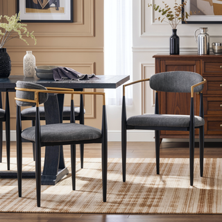 Sunvega Modern Upholstered Dining Chairs with Gold Accent Iron Frame Set of 2