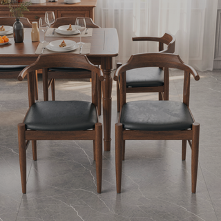 Sunvega Mid-Century Modern Leather Dining Chair Set of 2 for Living Room