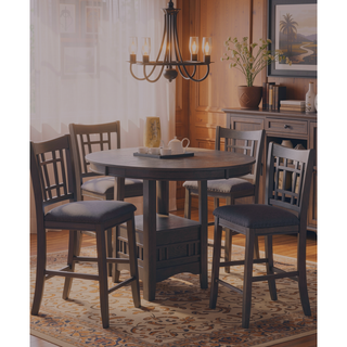 Sunvega Round Counter Height Dining Table with Leaf and Open Storage Base