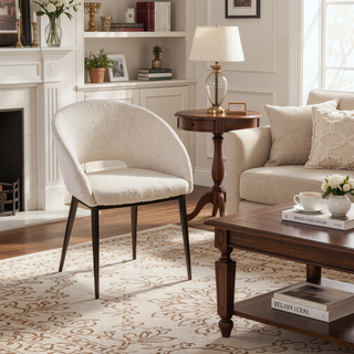 Sunvega Renee Contemporary Chair with Cream Noise Fabric and Copper Metal Legs