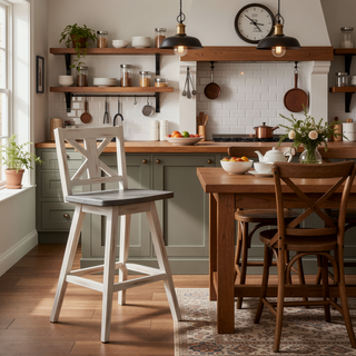 Sunvega Solid Rubberwood Counter Height Dining Table with Distressed Gray Finish