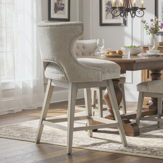 Sunvega Swivel Counter Stool with Solid Wood Frame and 360 Degree Rotation