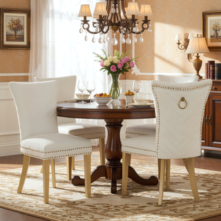 Sunvega Gold Velvet Upholstered Dining Chairs with Tufted Design and Metal Legs