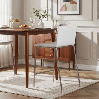 Sunvega Modern Counter Stool with Faux Leather Upholstery and Metal Base