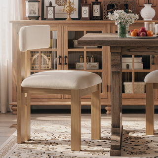 Sunvega Upholstered Armless Dining Chairs with Metal Legs and Polyester Blend Fabric