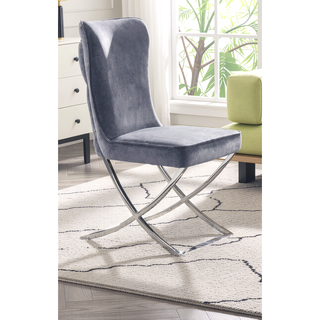 Sunvega Glam Style Chrome Frame Upholstered Velvet Dining Chairs Set of 2