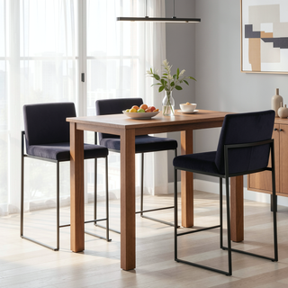 Sunvega Fuji Contemporary High Back Counter Stool with Black Steel Frame and Velvet Upholstery