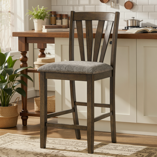 Sunvega Upholstered Counter Height Dining Side Chair with Grey Fabric and Foam-Padded Seat Cushions