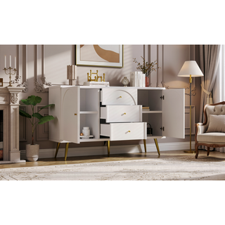Sunvega Modern Minimalist Metal Foot Dining Cabinet with Large Storage Space
