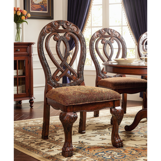 Sunvega Traditional Solid Wood Dining Chairs with Intricate Carved Details and Lion Claw Feet