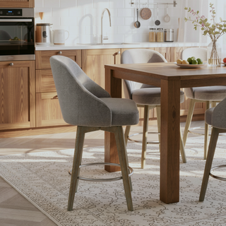Sunvega Swivel Counter Stool with Medium High Back and Metal Ring Footrest