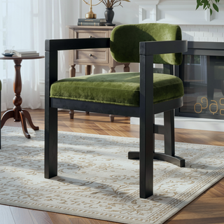 Sunvega Upholstered Rubberwood Dining Chairs with Natural-Grain Look in Yellow