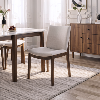 Sunvega Mid-Century Modern Solid Wood Dining Chair Set with Upholstered Fabric