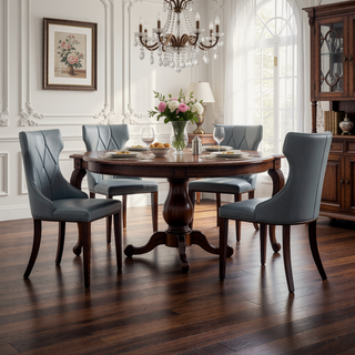 Sunvega Set of 2 Gray Traditional Dining Chairs with Luxurious Velvet Upholstery