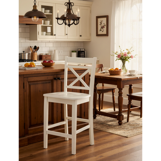 Sunvega Wooden Counter Height Table with 2 Drop Leaves and Stemware Storage Rack