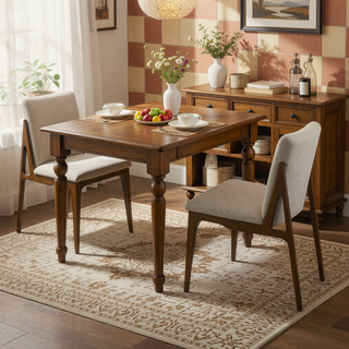 Sunvega Orange Fabric Upholstered Dining Chairs with Walnut Base Set of 2