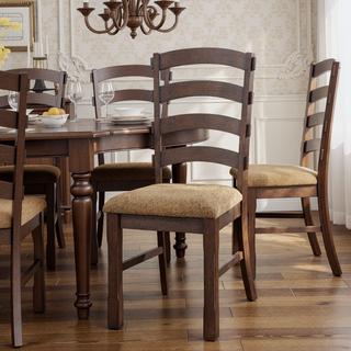Sunvega Rustic Brown and Grey Solid Wood Ladder Back Side Chairs Set of 2