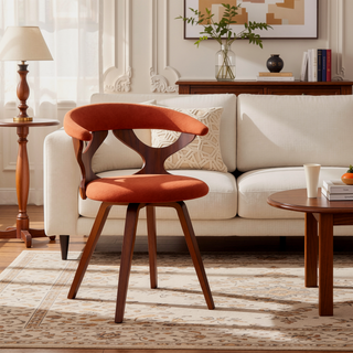 Sunvega Mid-Century Modern Dining or Accent Chair with Swivel and Cutout Backrest