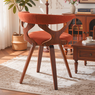 Sunvega Mid-Century Modern Dining or Accent Chair with Swivel and Cutout Backrest