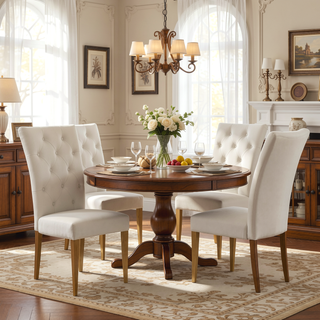 Sunvega Modern Velvet Upholstered Dining Chair Set with Tufted Back and Gold Legs