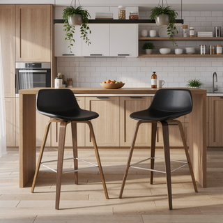 Sunvega Mid Century Modern Bentwood Counter Bar Stool Set of Two