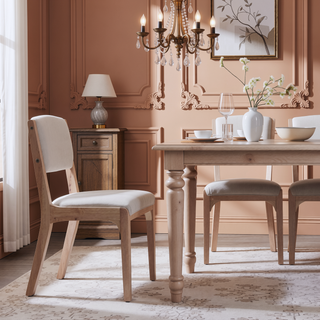 Sunvega Modern Farmhouse PU Dining Chairs with Thick Padded Seat and Solid Wood Legs