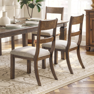 Sunvega Contemporary Farmhouse Style Wood Frame Light Brown Finish Dining Chair Set
