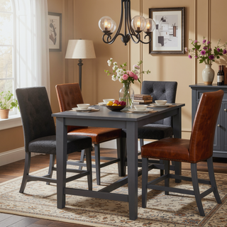 Sunvega Light Gray Contemporary Bar Stools with Padded Slat Design Back-Seat Cushions