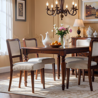 Sunvega 42 Inch Round Dining Table with Oak Veneer Top and Iron Base for Small Spaces