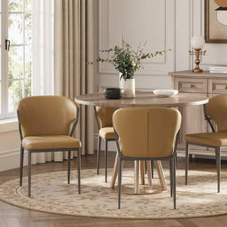 Sunvega Modern Upholstered Leatherette Dining Chair with Metal Frame, Set of 2