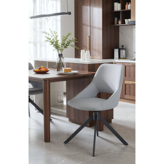Sunvega Modern PU Leather Swivel Dining Chairs Set of 2 with Auto-Return and High Back