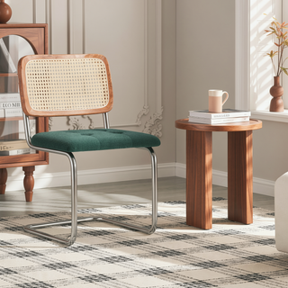 Sunvega Mid-Century Modern Dining Chairs Set of 2 with Mesh Backrest and PU Leather Seat