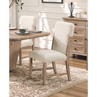 Sunvega Modern Wood Frame Dining Chairs with Plush Beige Chenille Upholstered Seat and Back